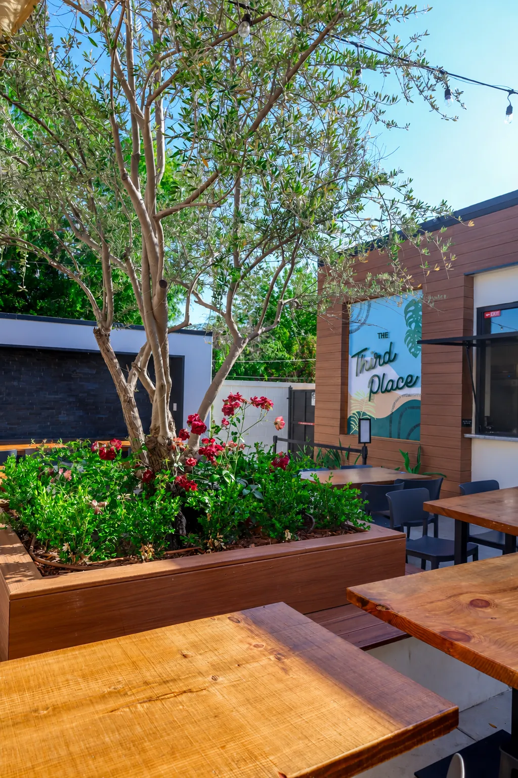 Planter garden and the Third Place mural