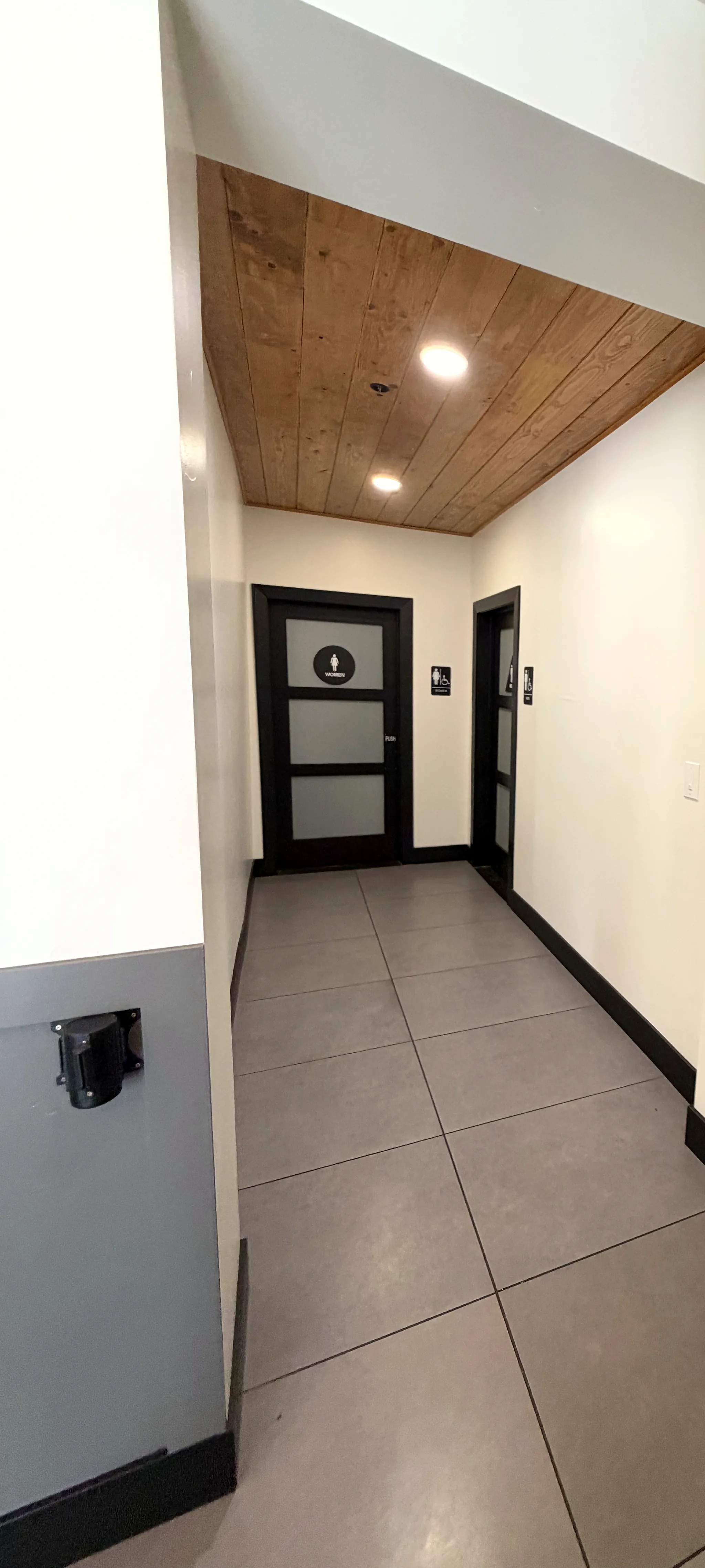 Hallway to the guest restrooms